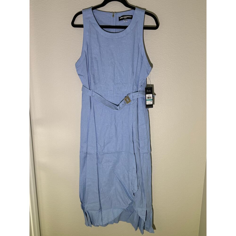 Karl Lagerfeld Paris Women’s Sleeveless Blue Midi Dress High Low Hem Wedding 16 - Picture 3 of 15